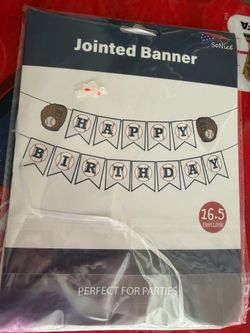 Happy Birthday Baseball Banner Sign to Hang Decoration