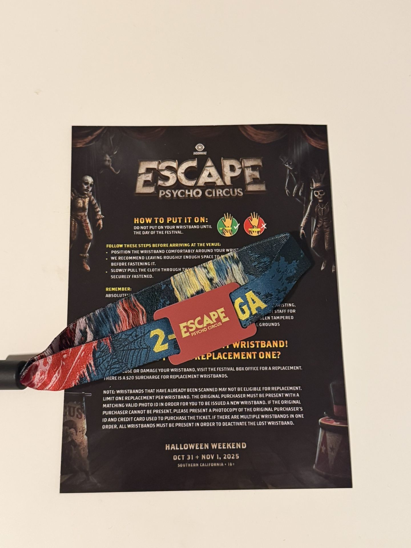 Escape 2-day GA Wristband