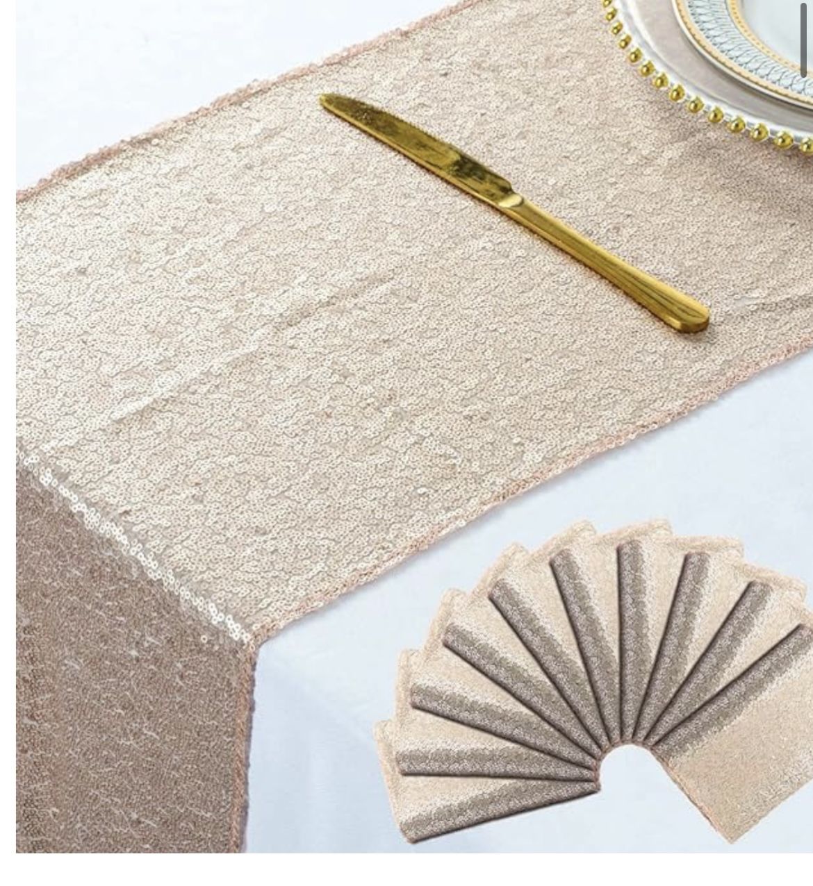 13 Champagne Sequin Table Runners 