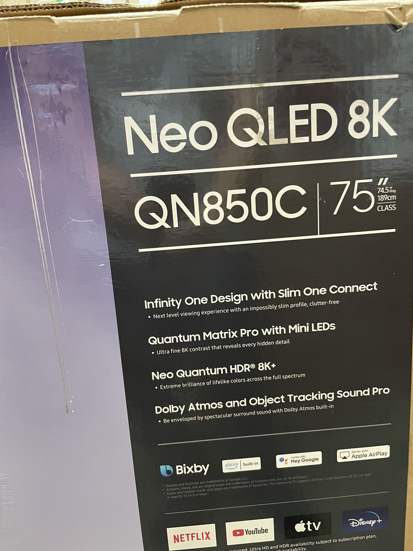 SAMSUNG 75-Inch Class Neo QLED 8K QN850C Series Mini LED Quantum HDR Smart TV with Ultra Slim Design, Dolby Atmos, Object Tracking Sound+, Q-Symphony