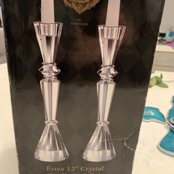 Crystal candlestick pair 12”. Brand new