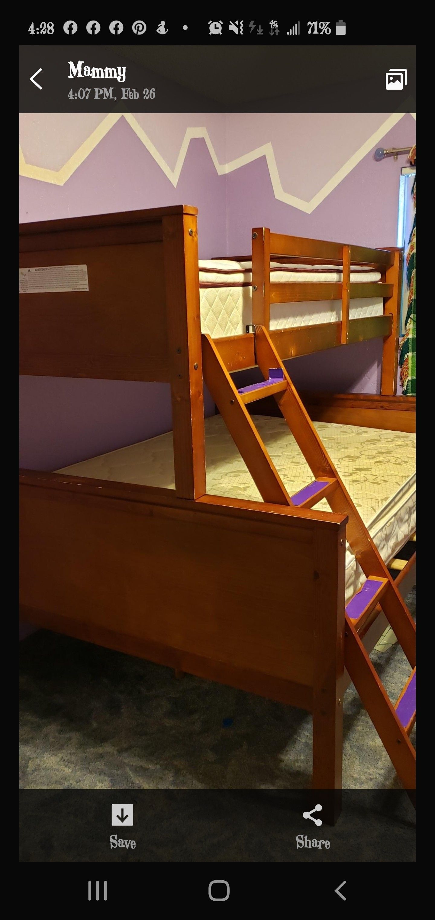 Bunk beds twin & full size... only have the top mattress