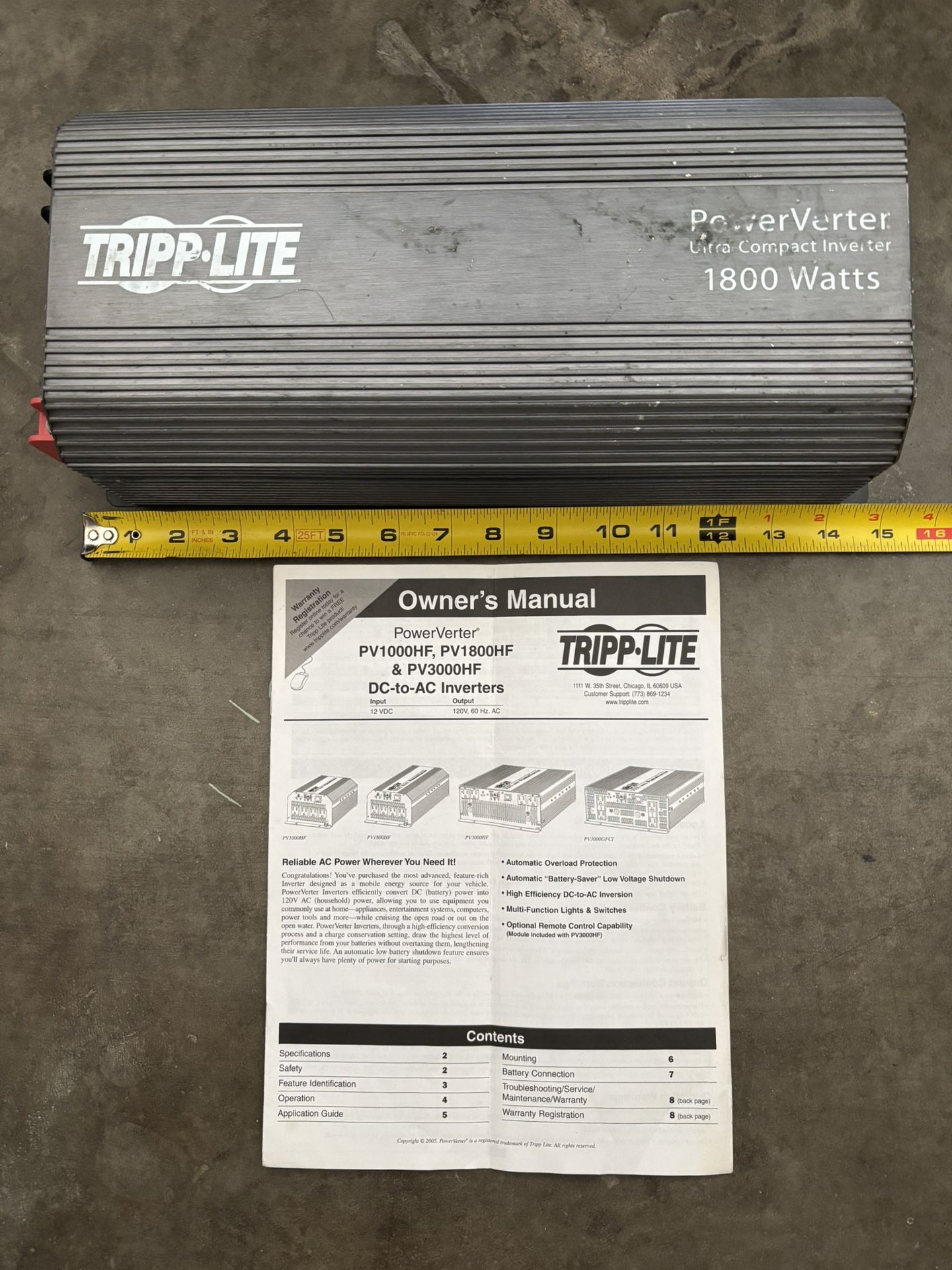 Tripp Lite Ultra Compact Power Inverter 1800 Watts Converts 12V DC Battery Power Into 120V AC Household Power 