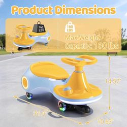12V Kids Electric Wiggle Car Ages 3+, 3-in-1 Ride On Toy with Pedal