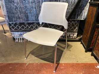 NEW! GLOBAL FURNITURE Stream Series White Armless Chair with Chrome Base