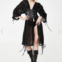 🆕🪆Dolls Kill Club Ex Sheer Terror  club X size S/M Lace Up 