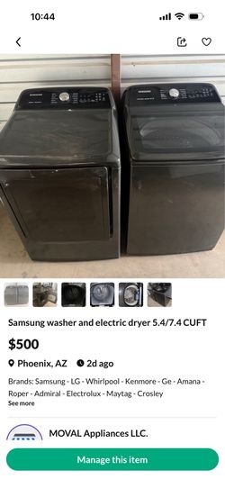 Warranty washer and dryer ( electric or gas ) different styles and prices