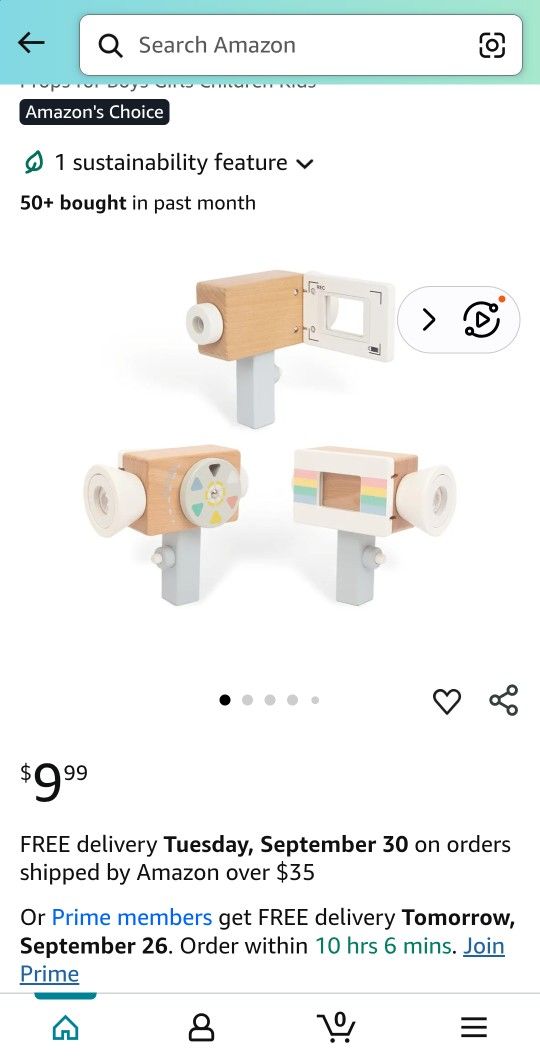 Wooden Mini Pretend Video Camera