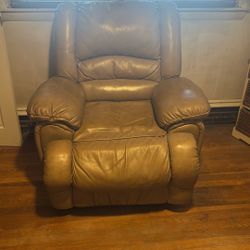 2 Brown Leather Reclining Chairs