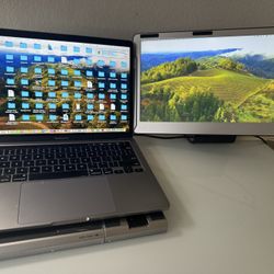 Domyfan 14” Portable monitor for Laptop 360 degree rotation dual screen extend
