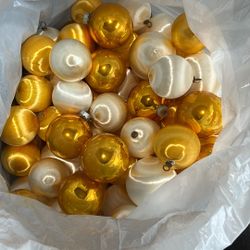 White And Yellow Satin Christmas Ornaments 