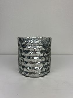 Shiny Silver Short Glass Vase 