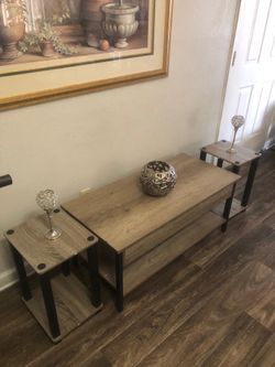 Gray coffee table with 2 small end / side tables set