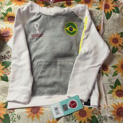 Official Licensed Soccer 2022 Brazil White/gray Hoddie