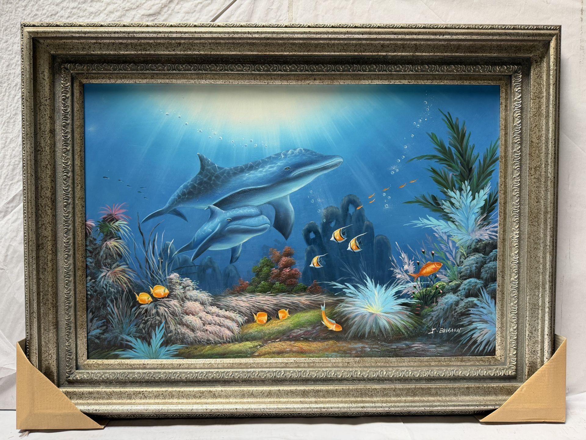 Hand Painted Oil Painting Wooden Frame 45.5” X 33.5”