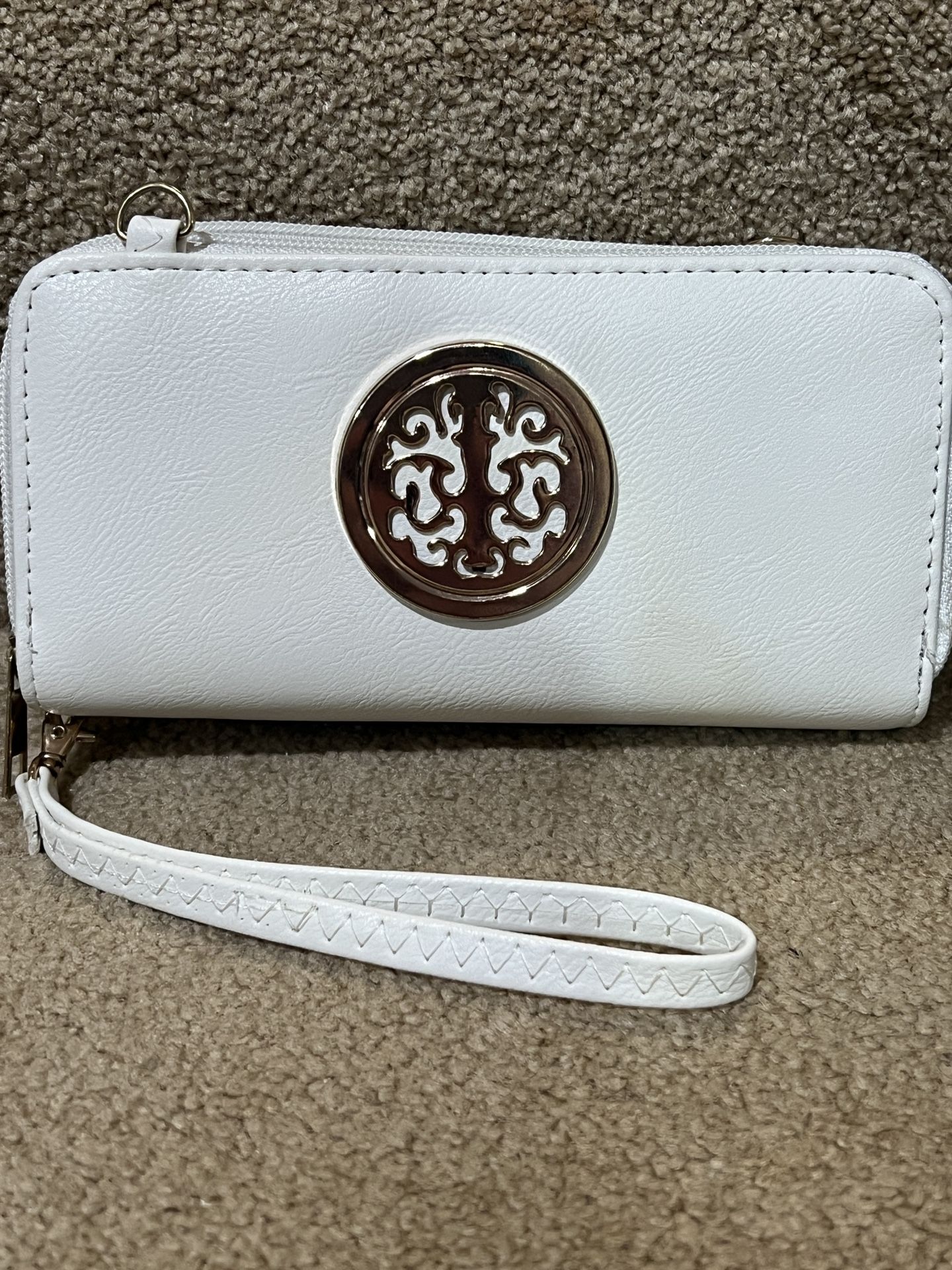 DASEIN White Faux Leather Classic Wallet Clutch Coin Purse Zip Around Wristlet