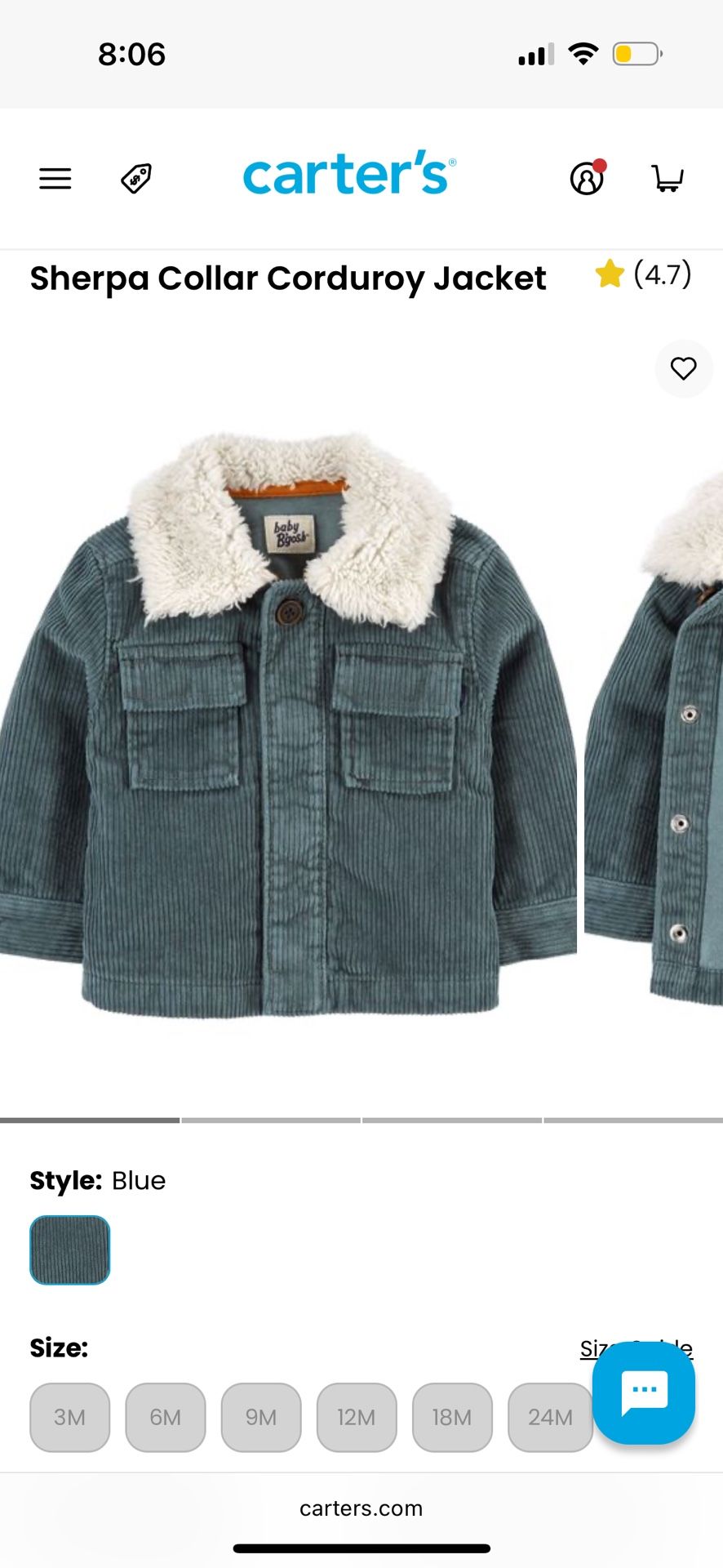 Oshkosh Set Size 24 Months Sherpa Collar Corduroy Jacket