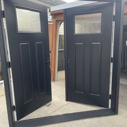 New Double Doors Fiberglass Size W74.1/4 H81.3/4 $2650 Left Hand Inswing Open First Or Patio Door New 