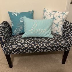 Navy Upholstered Accent Bench