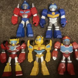 Mega Mighties Rescue Bots Bumble Bee Optimus Prime Heatwave Chase Hot Shot