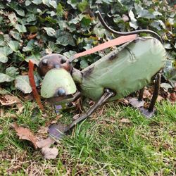 Metal Garden Sculpture - Downward Dog Statue 12"L