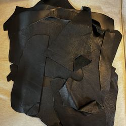 Genuine Black And Brown Leather Fabric Scraps. 