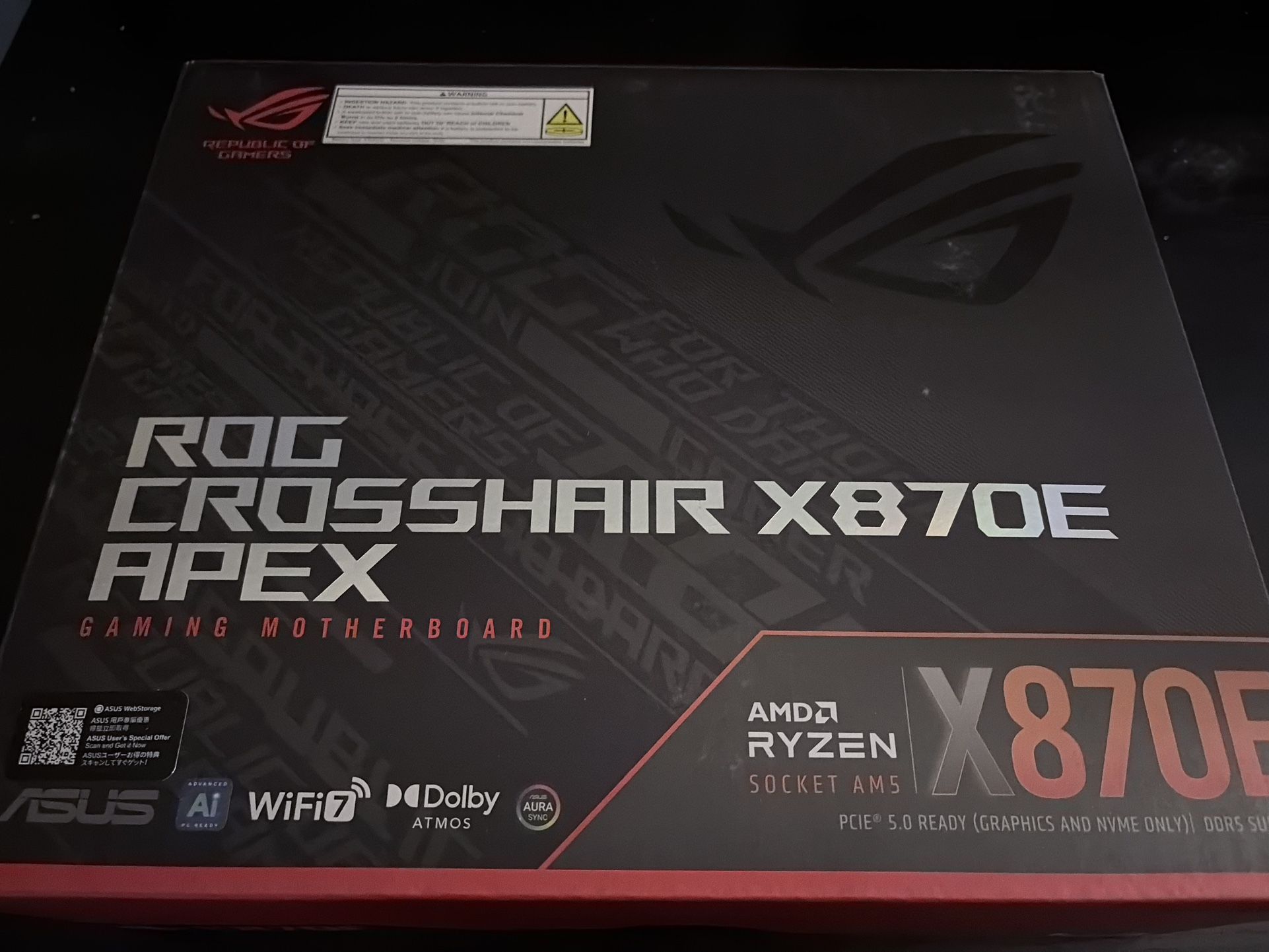 ASUS ROG CROSSHAIR X870E APEX AM5 ATX Motherboard