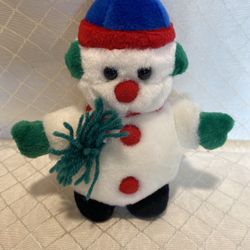 Vintage Plush Stuffed Animal Christmas Holiday Snowman w/ Hat Scarf 6” TL Toys 