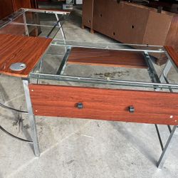 Wood and Metal L-Shape Desk & Bookshelf