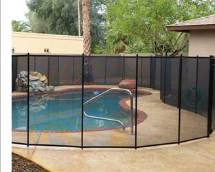 Black mesh safety pool gate