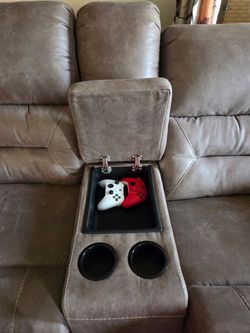 Brown suede recliner couch