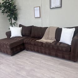 FREE DELIVERY! 🚚 - Brown Modern Microfiber Sectional Couch with Chaise