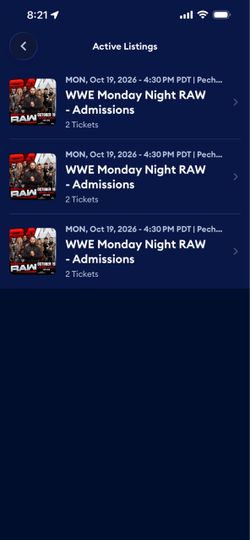 WWE tickets (individual) prices varies