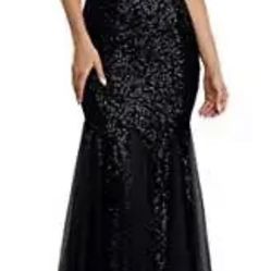 New Black Sequin Party Prom Formal Dress  M or L