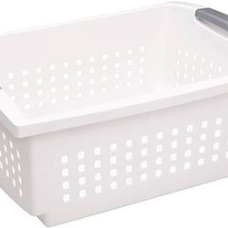Sterilite, Large Stacking Basket, White, Case of 8