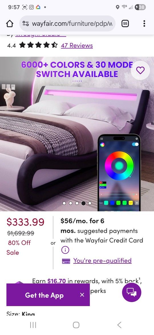 King Leather Bed Frame With Slatted Base