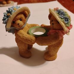 Twin Bears Cherished Teddies - Club Exclusive Glass Stem Vase -