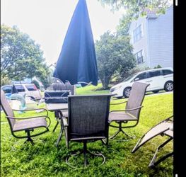 Patio Table, (4) Swivel Rocker Chairs & More