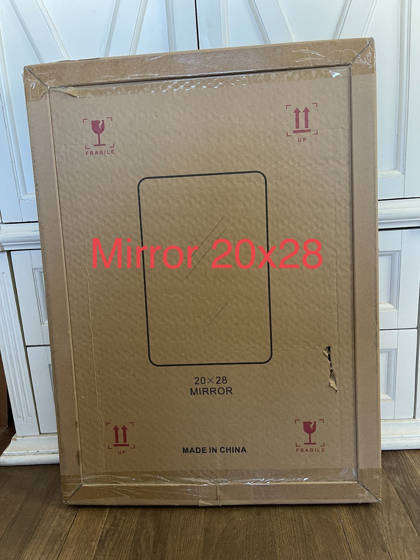 Modern Black Metal Rimmed Mirror NEW in Box 20 X28