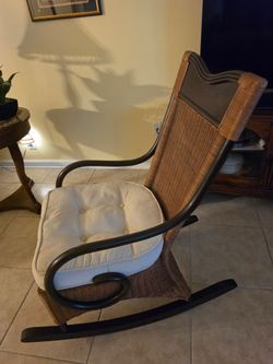 Wicker Rattan Armchair with Cushion