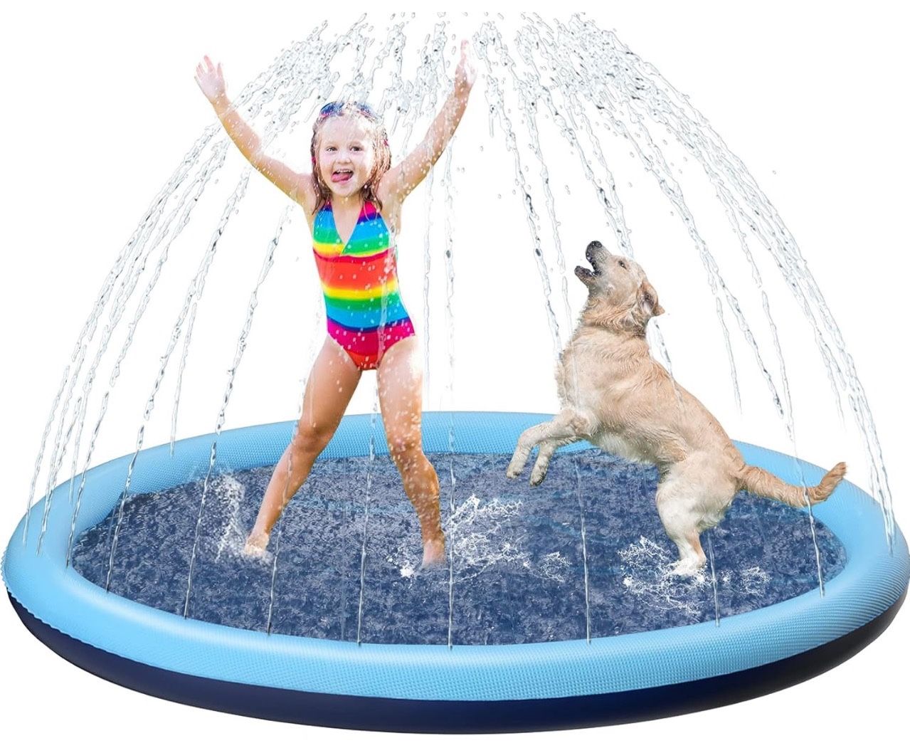 Kids Dog Splash Pad Sprinkler - Jasonwell Non Slip Dog Sprinkler Pad Splash Pool Puppy Dog Pool Summer Outdoor Water Toys Backyard Durable Splash Pad 