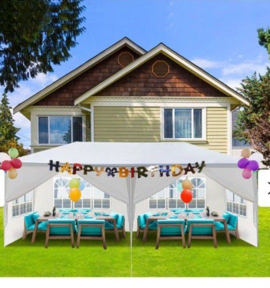 10' x 20' Outdoor Tent Canopy Tent Party Tent Wedding Tent Gazebo Pavilion Backyard Tent with Side Walls, White 