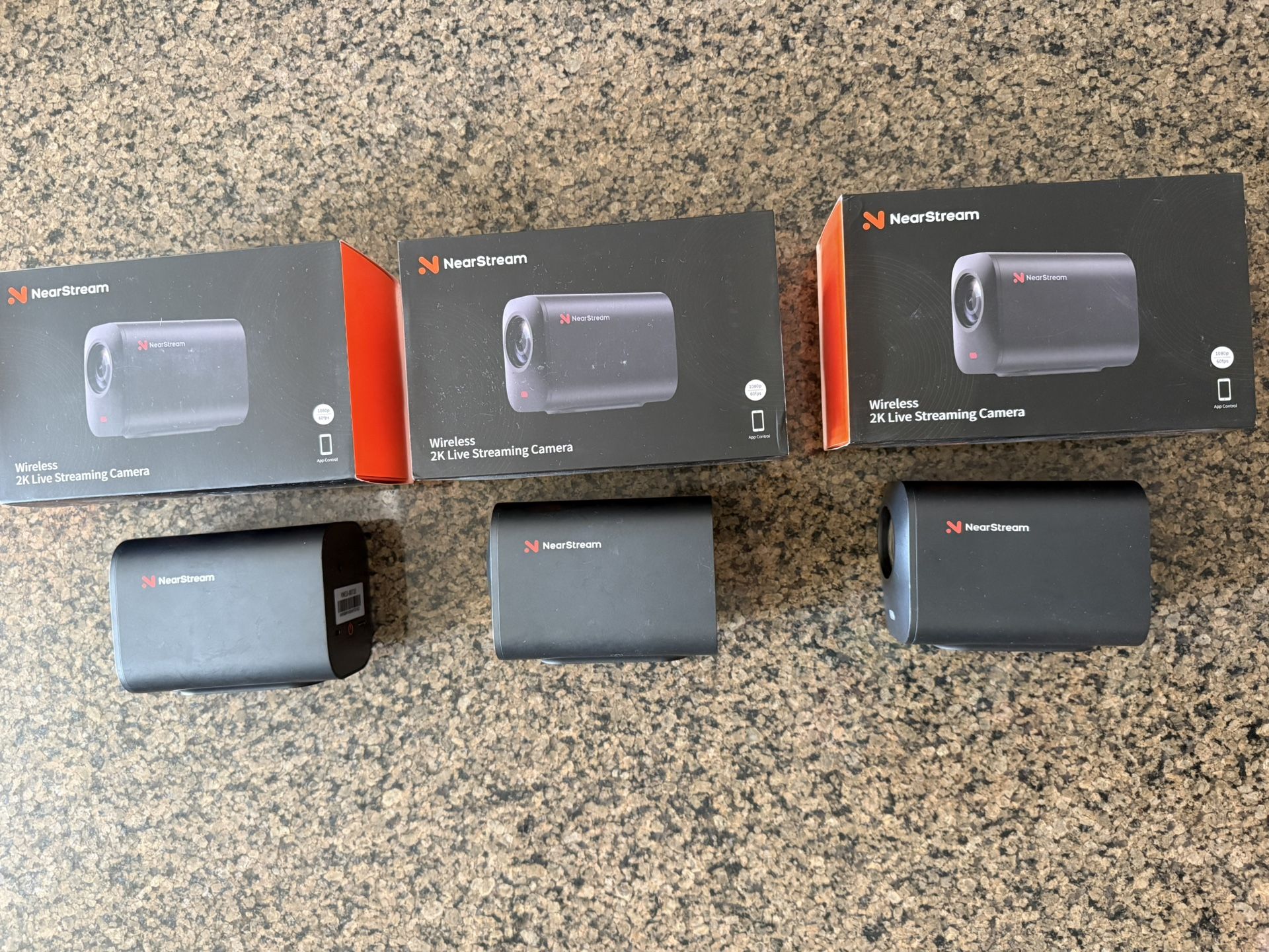 NearStream 3-Pack Live Streaming Camera 2K, Streaming Webcam with 40X Hybrid Zoom, 8-MEMS Mic with Noise Canceling, 6H Battery, Camera for Streaming o