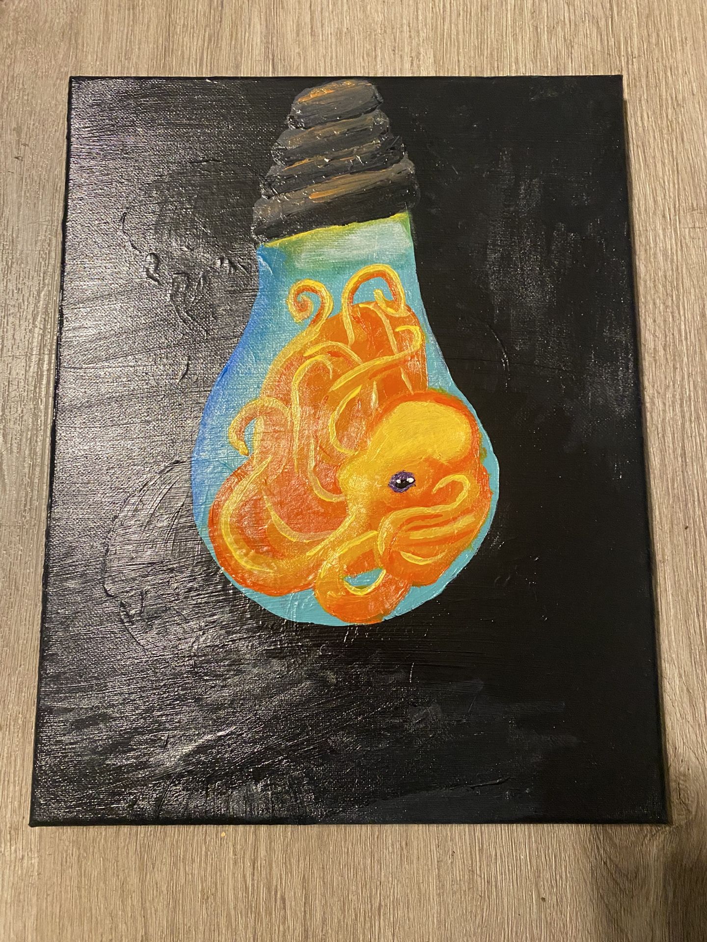 Octopus In Lightbulb Painting