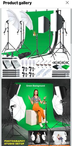 Photo studio light kit with 3 backgrounds