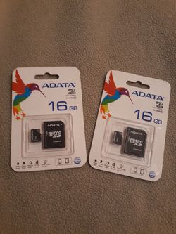 2 × 16 gig SD cards and adapter