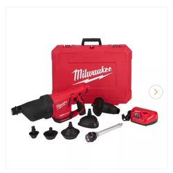 M12 12-Volt Lithium-Ion Cordless Drain Cleaning Airsnake Air Gun Kit with (1) 2.0Ah Battery, Toilet Attachments