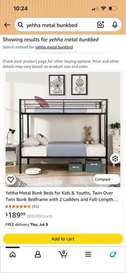 Twin over twin bunk bed