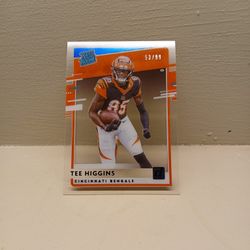 2020 Panini Clearly Blue Donruss Tee Higgins Rated Rookie Bengals /99