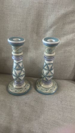 Set of 2 ceramic candlestick holders